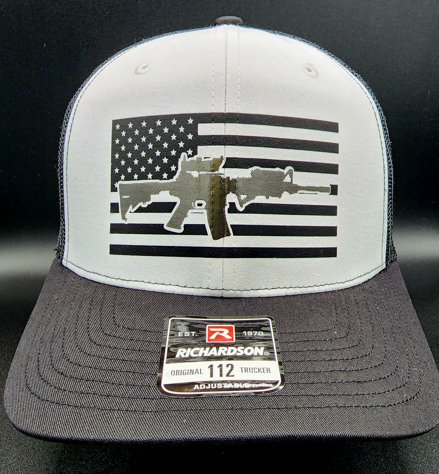 USA Flag MP4 Carbine Trucker Cap, United States Hat, US Trucker Hat