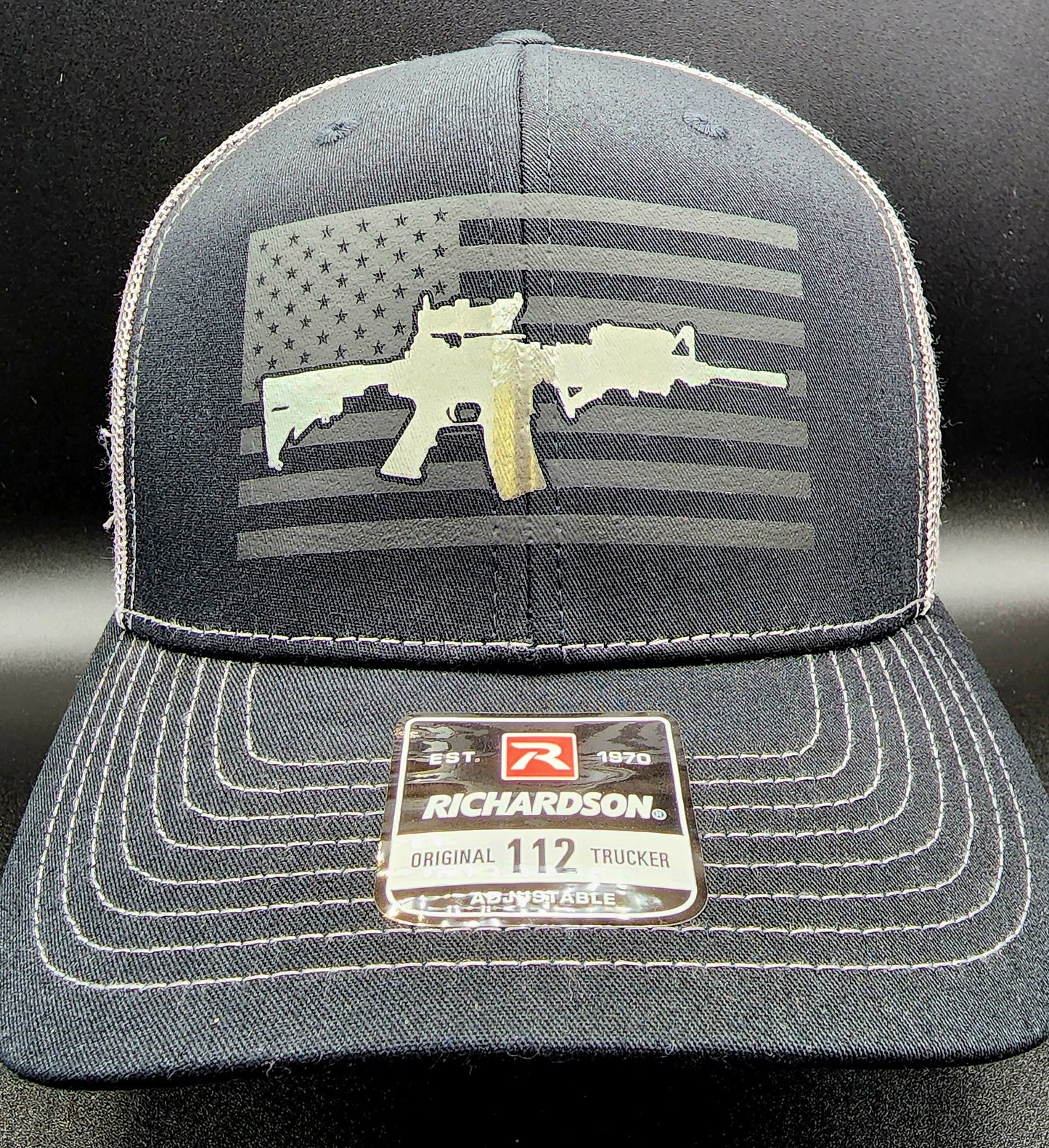 USA Flag MP4 Carbine Trucker Cap, United States Hat, US Trucker Hat