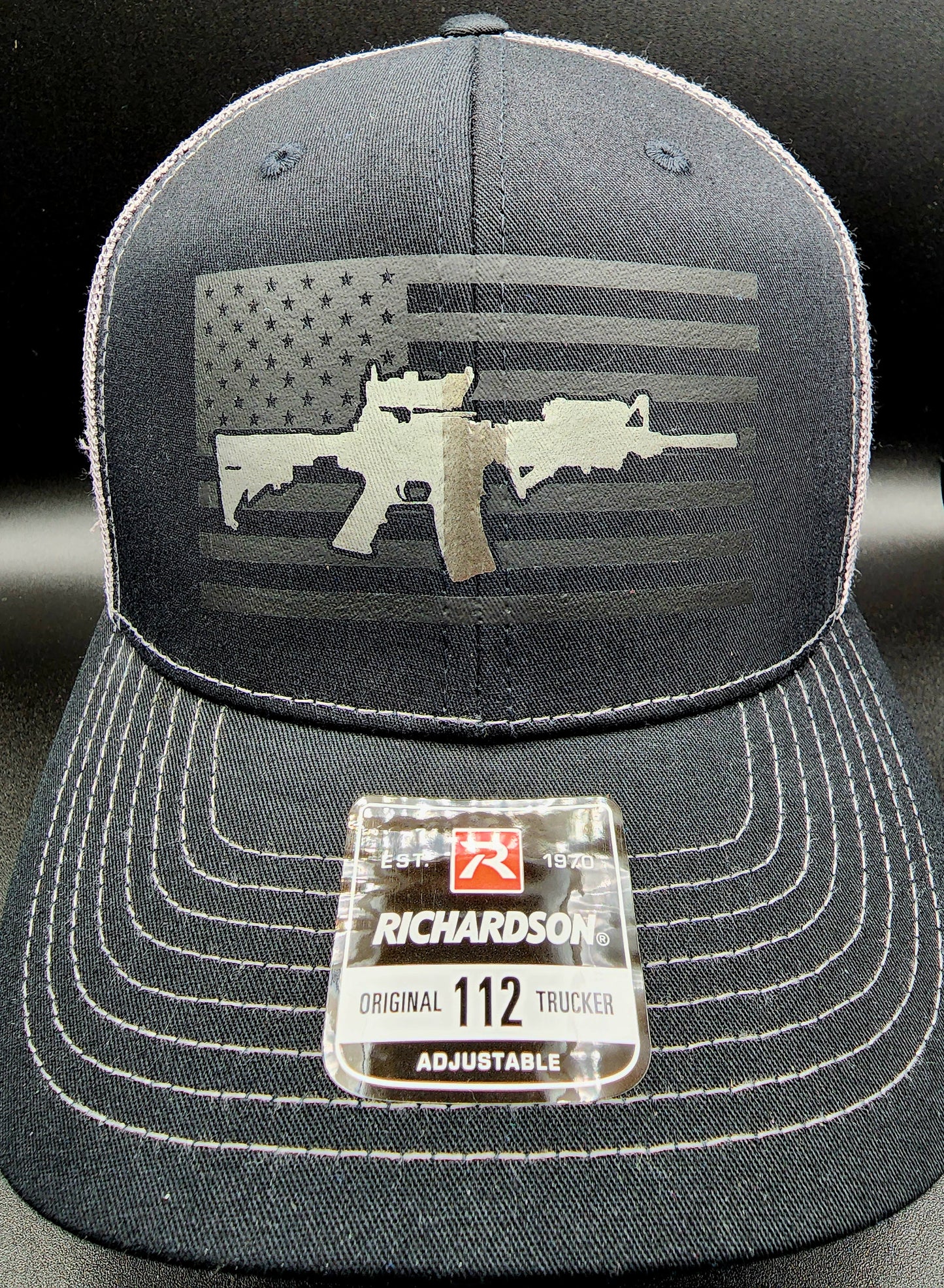 USA Flag MP4 Carbine Trucker Cap, United States Hat, US Trucker Hat